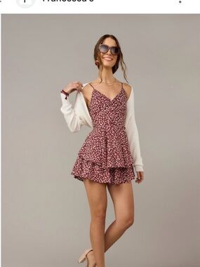 Burgundy Floral Tiered Ruffle Romper